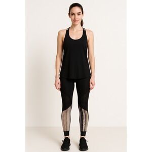 X by‎ Gottex Active Black Snakeskin Mesh Leggings & Tank Set Size S Athleisure